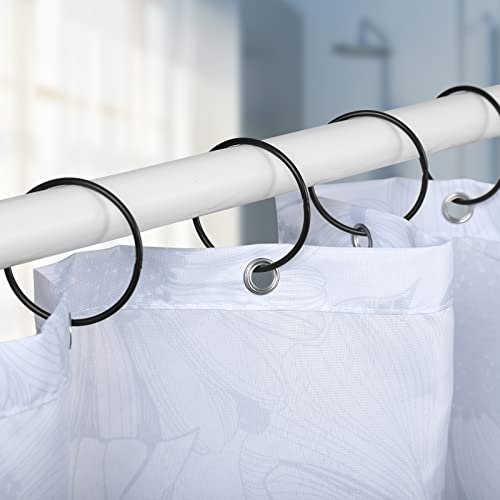 24 Pcs Shower Curtain Rings, Shower Curtain Hooks, Round Snap Black Shower Curtain Rings, Decorative Metal Rustproof Shower Curtain Rings, Glide Smoothly Shower Rings For Curtain (Black) #TOP1