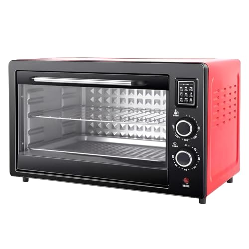 GXGSDM Horno eléctrico de 48 litros, Horno Doble de Gran Capacidad, Temperatura Ajustable de 120 a 250 °C, Temporizador de 60 Minutos, con Bandeja for Hornear y Rejilla metálica.