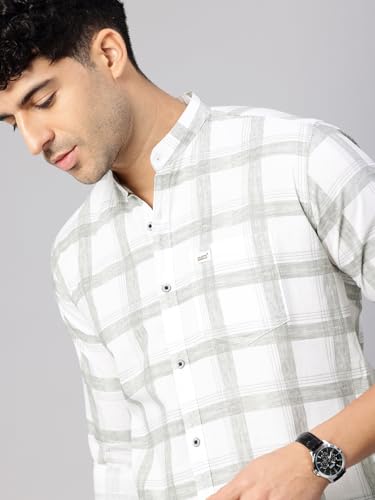 Image of Majestic Man Men's Pure Cotton Mandarin Collar Slim Fit Casual Shirt