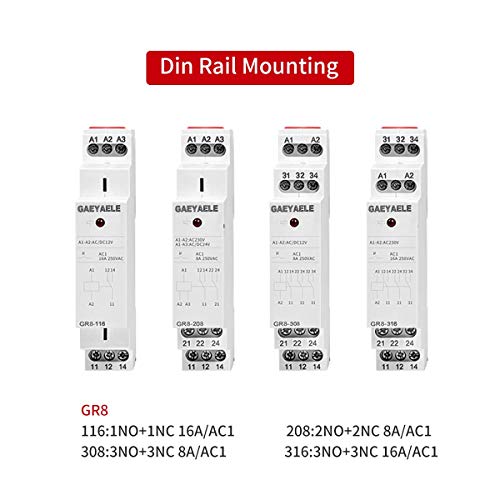 Gaeyaele Intermediate Relay Auxiliary Relay 16A 1Spdt Relays Din Rail Switch Relay(Gr8-116,Ac/Dc 12V) #TOP2