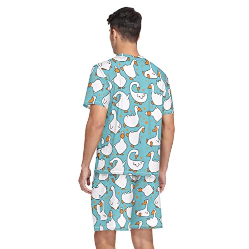 Men's Pajama Sets Funny Goose Pattern Sleepwear Short Sleeve Lounge Sets for Men2