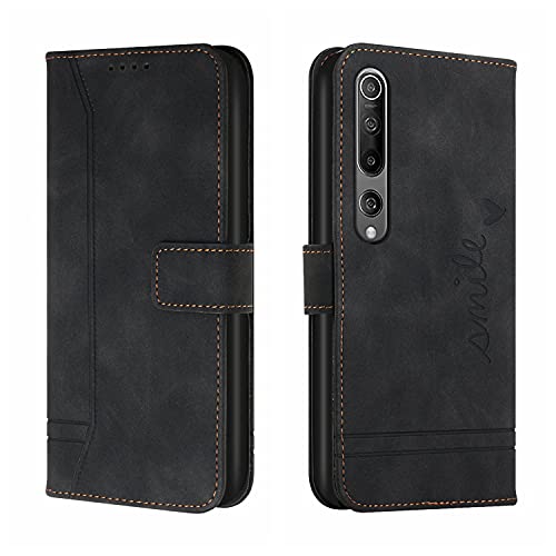 Bravoday Hülle für Xiaomi Mi 10 5G / Xiaomi Mi 10Pro 5G, PU Ledertasche Handyhülle Flip Schutzhülle Kompatibel mit Xiaomi Mi 10 5G / Xiaomi Mi 10Pro 5G, mit Kartenfäch und Kickstand, Schwarz