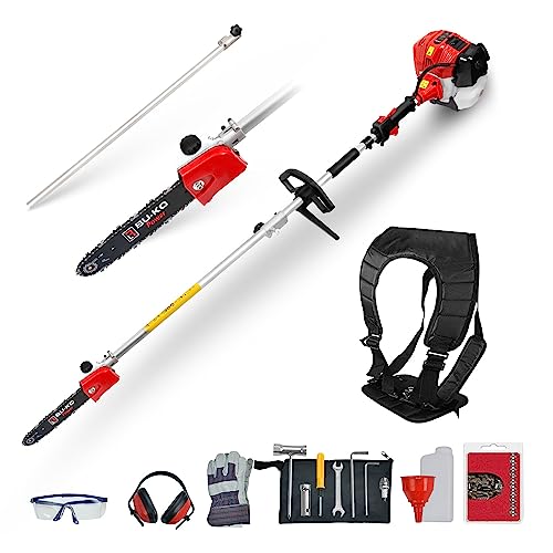 BU-KO 52cc Accesorio de Sierra de podar de Gasolina de Largo Alcance de y Poste de extensión de 75cm, la Mejor Herramienta de jardín para podar árboles, podar Ramas y Cortar con precisión