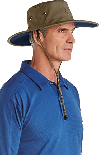 Coolibar Upf 50+ Men's Leo Shapeable Wide Brim Hat - Sun Protective (Large/X-Large- Khaki/Navy) #TOP20