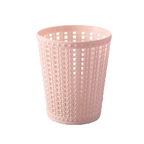 XPAU Woven Desktop Bin - Small 13.5cm Mini Waste Basket for Desk, Office, Bedside | Soft Material | Open Top Design (Pink)