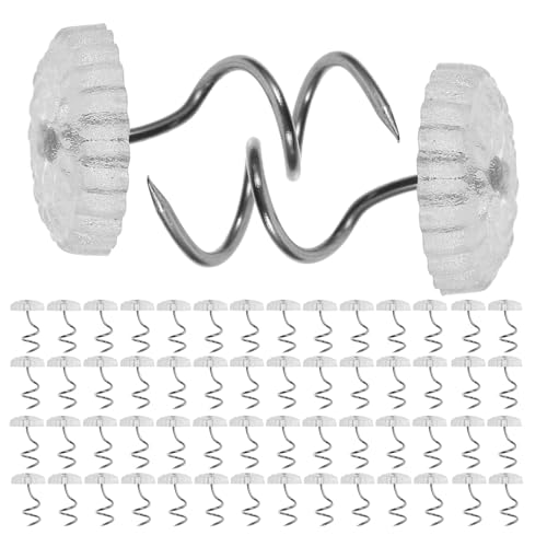 VALICLUD Alfileres Giratorios Transparentes para Tapicería Pasadores Espirales de Acero Inoxidable Fijadores para Fundas de Sofá y Faldones de Cama Caja 120 Unidades Tamaño Pequeño