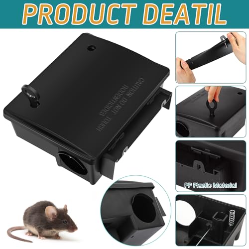 Image of Qualirey 24 Packs Rat Bait Stations Rodent Traps Outdoor Indoor, Black | Large Bait Boxes for Mice and Rats Mouse Traps Bulk, Lockable with Key, Keep Pets and Children Safe