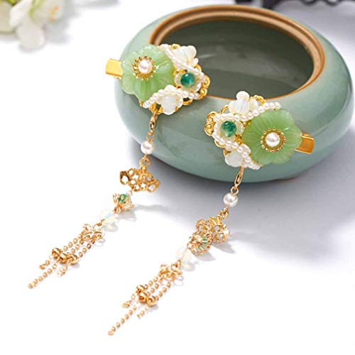 Minkissy 41456SS7IR57PR3J 1 Pair Chinese Tassels Headdress Jade Hair Clip Bride Headwear Chinese Hair Accessories thumb #6