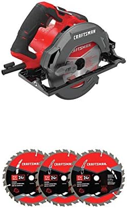 CRAFTSMAN 7-1/4-Inch Circular Saw, 15-Amp with Circular Saw Blade, 24-Tooth Carbide, 3-Pack (CMES510 & CMAS3725243)