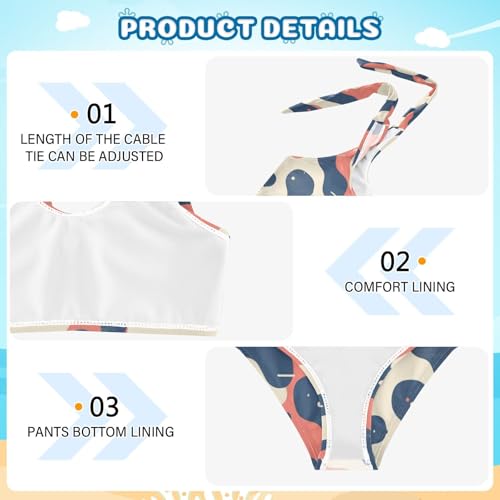 KLL Hand Drawing Camouflage Wavy Girls 2 Piecing Bikini Sets Scoop Neck Swimsuits Swimwear Adjustable Shoulder Strap4