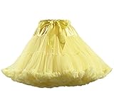 Lowime Women's A Line Ruffle Tutu Petticoats Candy Color Puff Crinoline Yellow