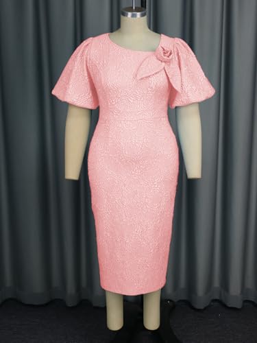 Image of ONTINVA Jacquard Floral Dress for Women's Irregular Neck with Flower Petal Midi Dresses for Cocktail Wedding Party