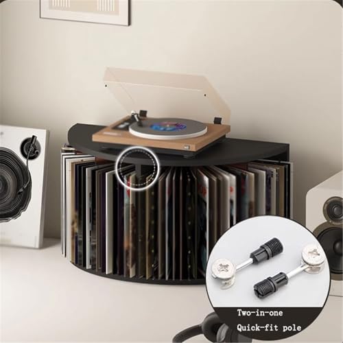 Estantería de discos vinilo en madera premium organizador semicircular de escritorio 5