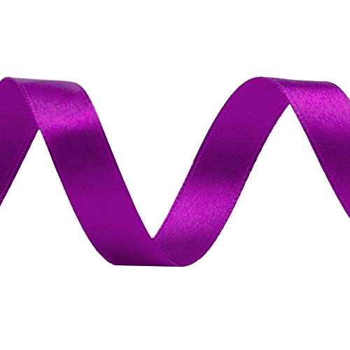 Image of Solid Color Double Faced Purple Satin Ribbon 1 /2 inch X 25 Yards, Ribbons Perfect for Crafts, Wedding Decor, Bow Making, Sewing, Gift Package Wrapping and More