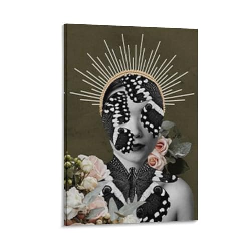 Poster sur toile femme fleurs 40x60cm tableau decoration murale bureau et chambre