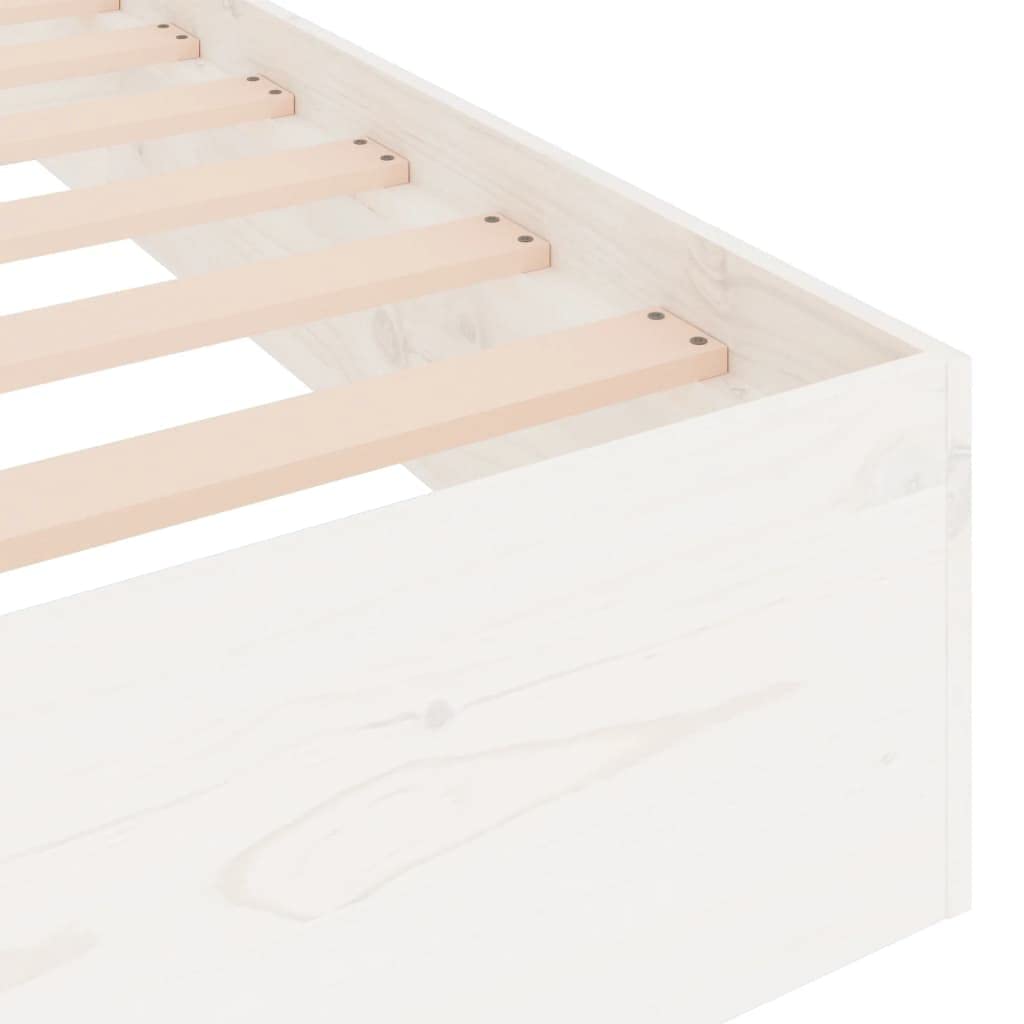 vidaXL Estructura de Cama Doble Somier Dormitorio Base Habitación Muebles Mobiliario Hogar Cuarto Descanso Madera Maciza Blanco 135x190 cm
