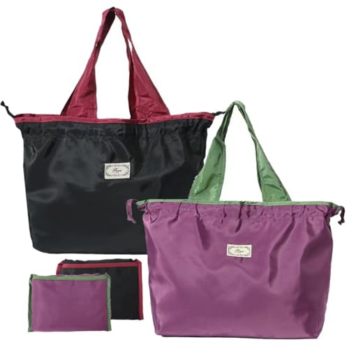 Opiniones de Bolsas de Tela para Dama del mes. 48 2 Piezas Bolsas de Compras Plegables,Bolsas Ecológicas Reutilizables,Bolsa Viaje Plegable de Gran Capacidad,Bolsos de Tela Portátil con Cierre de Cordón de Nailon,para...