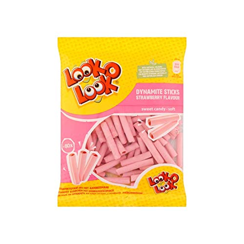 Bonbons à la fraise | Look-O-Look | Barres de dynamite à la fraise 80 pièces | Poids total 185 grammes