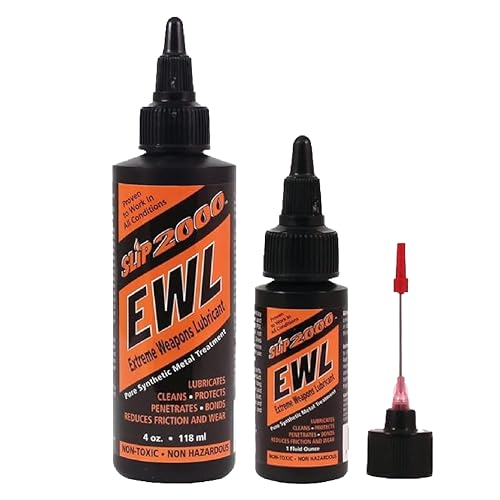 Slip 2000 EWL (Extreme Weapons Lubricant) Buddy Pack - Set of 4 oz & 1 oz Squeeze Bottle with Needle Tip Applicator - 100% Pure Synthetic CLP - Gun Lubricants for Peak Performance