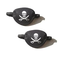 Hanlsee 2 pcs Pirate Skull Crossbone Eye Patch for Adults Kids，Funny Eye Patches for Halloween Costume Cosplay Black
