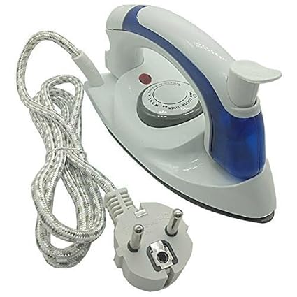Travel Folding Handel Portable Powerful Mini Electrical Steam Iron Press | Portable Powerful Variable Temperature Mini Magic Iron Light in Weight (White - 1 Pcs)