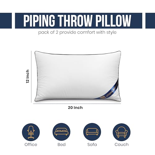 Utopia Bedding Throw Pillow Inserts (Pack of 4, White), 12 x 20 Inches Decorative Indoor Pillows for Sofa, Bed, Couch, Cushion Sham Stuffer