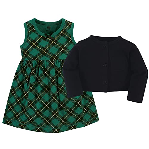 Image of Hudson Baby Girls' Cotton Dress and Cardigan Set