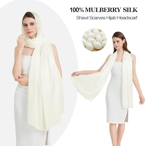 100% Mulberry Silk Scarf-Women's 35'' Square/Long Silk Neck Scarf for Head Hair Wrapping at Night2