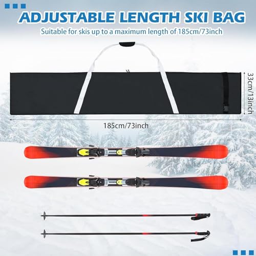 Bolsas impermeables para esquí funda de transporte acolchada poliéster viaje ajustable 2