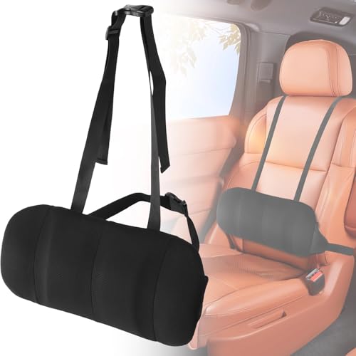 Lumbar-Support-Pillow-for-Car-Adjustable-Back-Support-Cushion-with-Secure-Straps-Breathable-Mesh-Slow-Rebound-Memory-Foam-Non-Slip-Pillow-for-Office-Chair-Washable-Detachable-Cover Lumbar Support Pillow for Car, Adjustable Back Support Cushion with Secure Straps, Breathable Mesh & Slow Rebound Memory Foam, Non-Slip Pillow for Office Chair, Washable Detachable Cover - Image 1