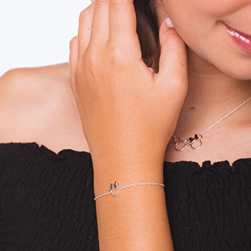 Disney Mickey And Minnie Mouse Jewelry For Women, Two Tone Interlocking Mickey And Minnie Pendant Necklace; Silver Plated, 18" #TOP3