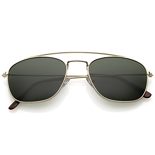 zeroUV - Classic Metal Curved Crossbar Square Lens Aviator Sunglasses 53mm
