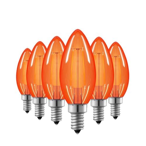 EDISHINE E12 LED Candelabra Bulb, 5W Equivalent 60W 2700K 500LM Warm Light, Dimmable Chandelier Light Bulbs, LED Candle Light Bulbs for Ceiling Fan, Dining Room, Christmas Decor UL Listed, 6