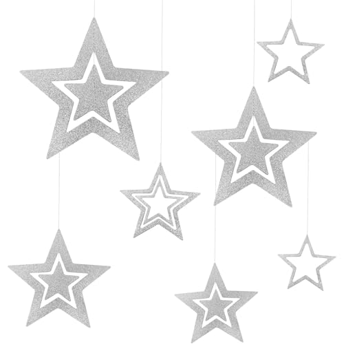 Gleemix Glitzer Sterne Deko Weihnachtsdeko, 7 Stück Weihnachtsdeko...