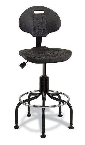 Cole-Parmer Desk Height Polyurethane Chair, Black, Nylon Base, Non-Tilt