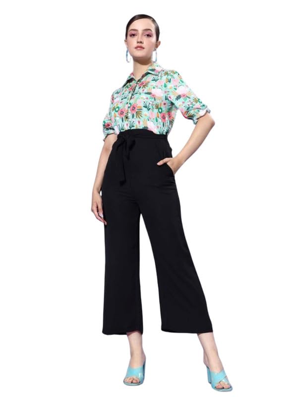 Tomar CreationWomen's Polyester Printed 3/4th Sleeve Jumpsuit (Green - Black, XL)-PID61814-picture-53