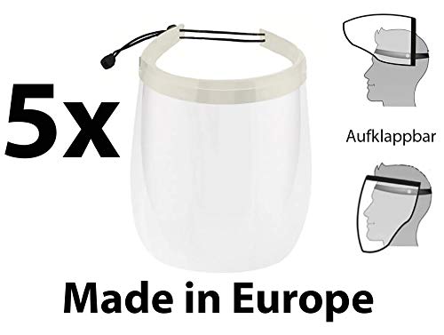 Preisvergleich Produktbild 5 x Visiere Gesichtsschutz Schutz Verstellbar Gesichtsschutzschild Augenschutz Augen Spritzschutz vor Flüssigkeit Face Shield hohe Qualität Gesichtsvisier Spuckschutz 5 Stück Beige