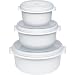 Produktbild Emsa 459061200 3-teiliges Mikrowellentopf-Set, 0,5 Liter, 1 Liter, 1,5 Liter, Kunststoff, Weiß, Micro Family