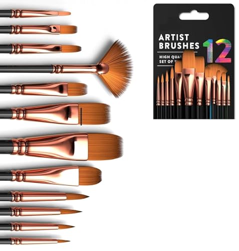 Eclet Craft Painting Brushes Set of 12 Professional Round Pointed Tip Nylon Hair Artist Acrylic Paint Brush for Acrylic/Watercolor/Oil Painting(C) (B0CKW9SFF8) Amazon Price History, Amazon Price Tracker