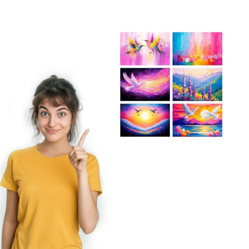 Image of SiddArtify Colorful Bird Wall Art Prints Set - Abstract Animal Poster Decor for Living Room Bedroom Office - Set of 2-4x6 Inch - Board (Pack of 6) - Sticker (Pack of 6)