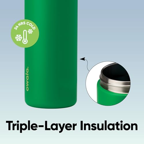 Image of Owala FreeSip Insulated Stainless Steel Water Bottle with Straw, BPA-Free Sports Water Bottle, Great for Travel, 24 Oz, Putting Green