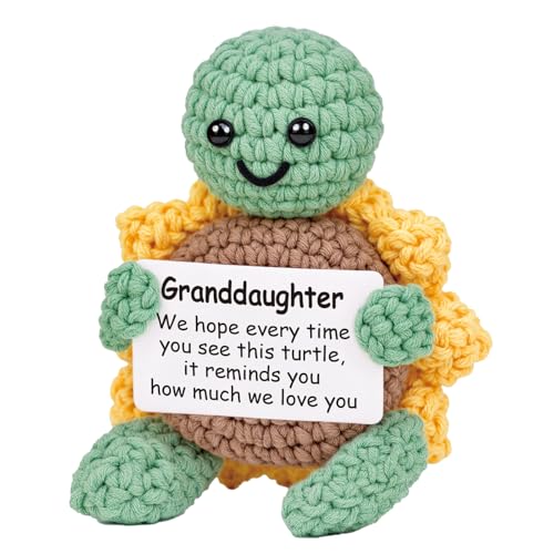 Glydein Granddaughter Gifts from Grandma Grandpa, Handmade Crochet Turtle with...