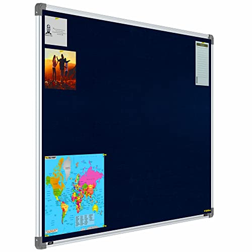 Image of Scholar Art Metis 3x5 Feet Fabric Pin-up Notice Board for Home, Office & School | High Strength Velvet Cloth + High Density Soft Board for Pinning Photos, Sticky Notes & Reminders (Dark Blue)