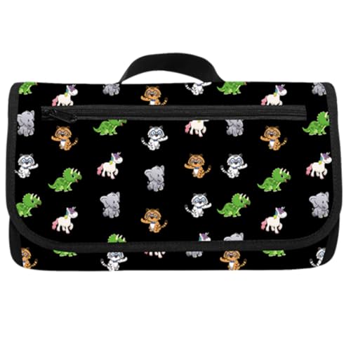 Image of Love By Emi Portable Diaper Changing Pad, A Waterproof Travel Station and Foldable Clutch with Storage Pockets, an On-The-Go Baby Essential for Newborns and Toddlers with Cute Animals Pattern (Black)