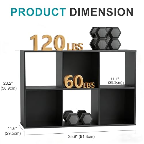 Image of HealSmart 6 Cube Storage Organizer, 3 Tier Stackable Bookshelf, Open Cube Bookshelf with 3 Removable Back Panels, Suitable for Living Room, Bedroom, Home Office, 36 inch L X 11.6 inch W X 24 inch H, Black