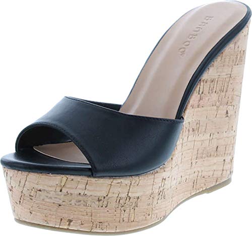 Image of BAMBOO Women's Clear Band Platform Wedge Slide