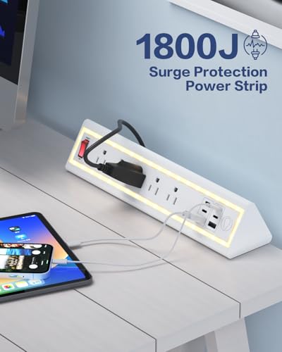 NYYTGE Desk Clamp Power Strip with Nightlight, 40W Fast Charging, 6FT Extension Cord, 4x20 - image 5