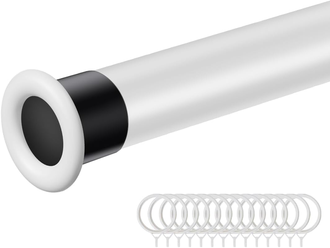 BAOYOUNI Extendable Clothes Wardrobe Rail Telescopic Tension Window Shower Curtain Rod No Drill Closet Hanging Pole Room Divider 43.3''-102.36'' for Bathroom, Bedroom, Balcony - Matte Black