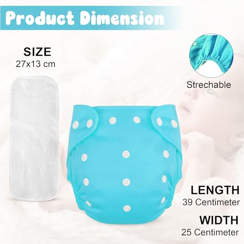 Image of GLUN Reusable Baby Cloth Diapers Combo, Pack of 2 Shiny Blue Colour Comfort & Protection, Leakproof & High Absorption