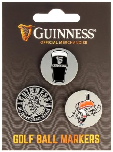 Guinness Juego de 3 marcadores para pelotas de golf